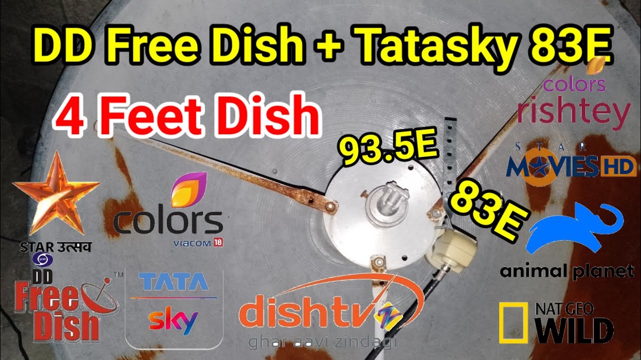 Tatasky 83E + Dish TV 95E + DD Free Dish Multi Satellites Setup on 4 Feet Dish