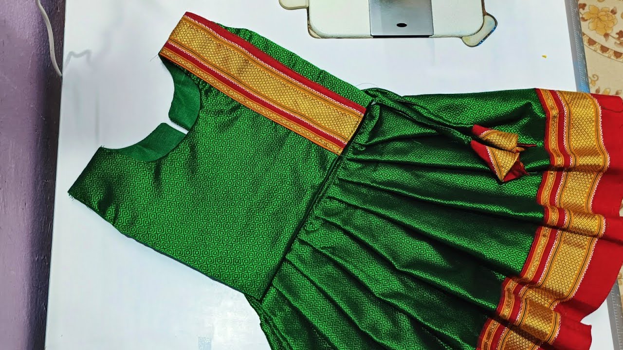 एक वर्षाच्या मुलीसाठी खनाच परकर पोलक संपूर्ण कटिंग आणि शिलाई || One year baby pattu pavadai ||