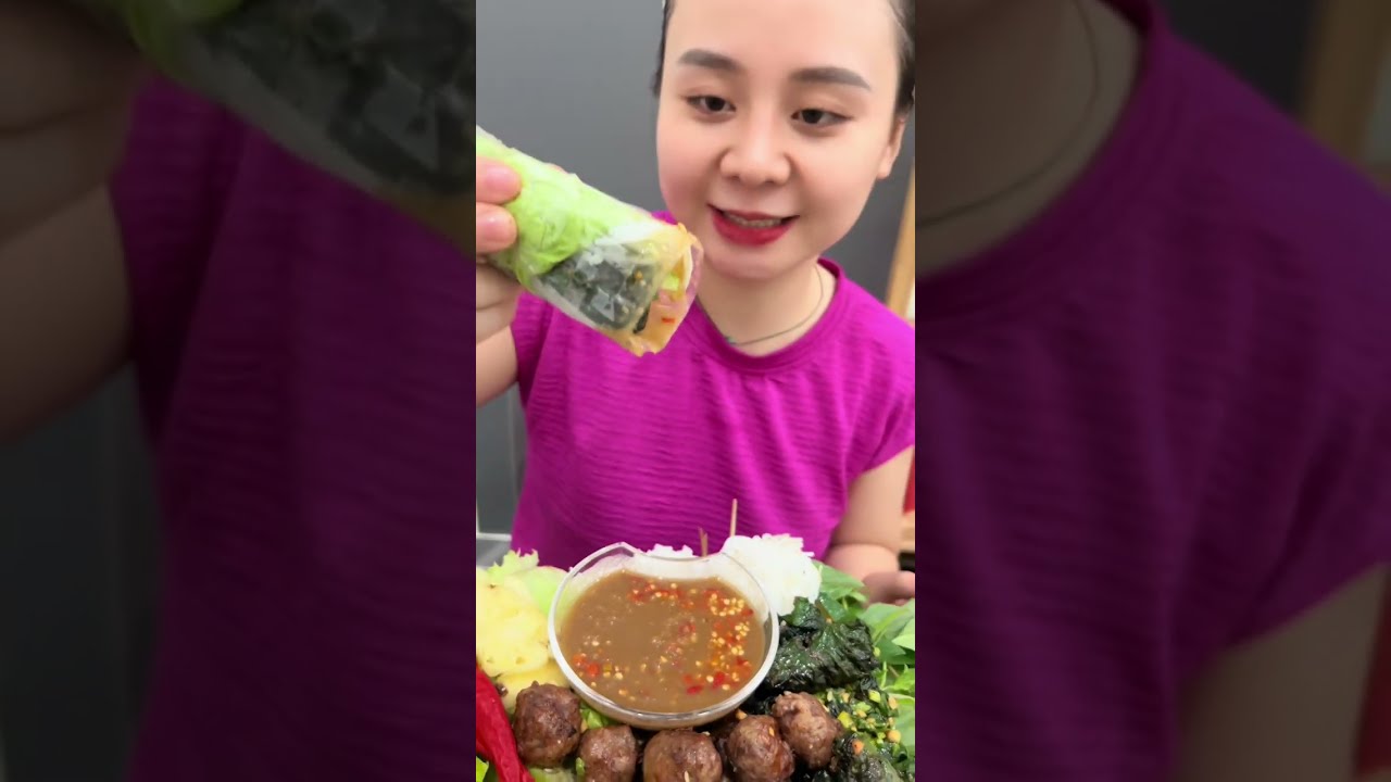 Mời mọi người Mukbang Gỏi Bò Cuộn, Chả Ram Tôm Cuốn, Ram Tôm Đất Chấm Mắm Chua Ngọt với em nghen