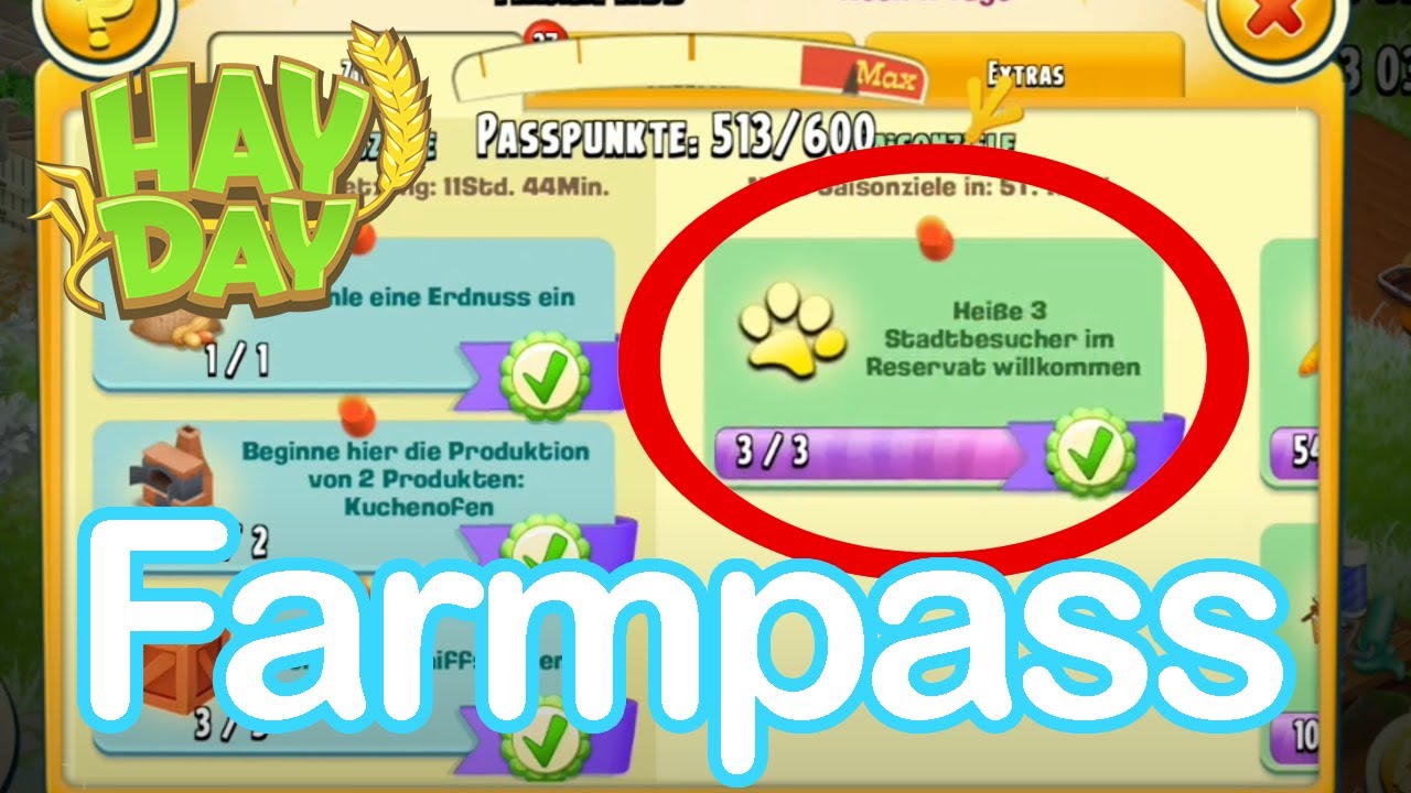 Farmpass: Hei&szlig;e 3 Stadtbesucher im Reservat willkommen | Hay Day SyromerB