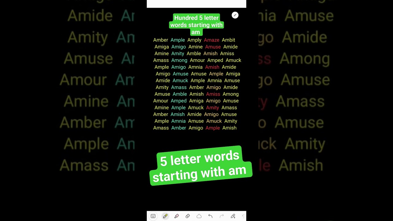 One hundred 5 letter words starting with am #vocabulary #words