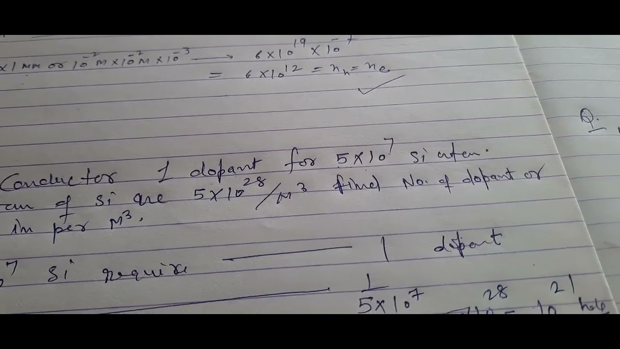 Numericals based on career concentration, holes and electrons
