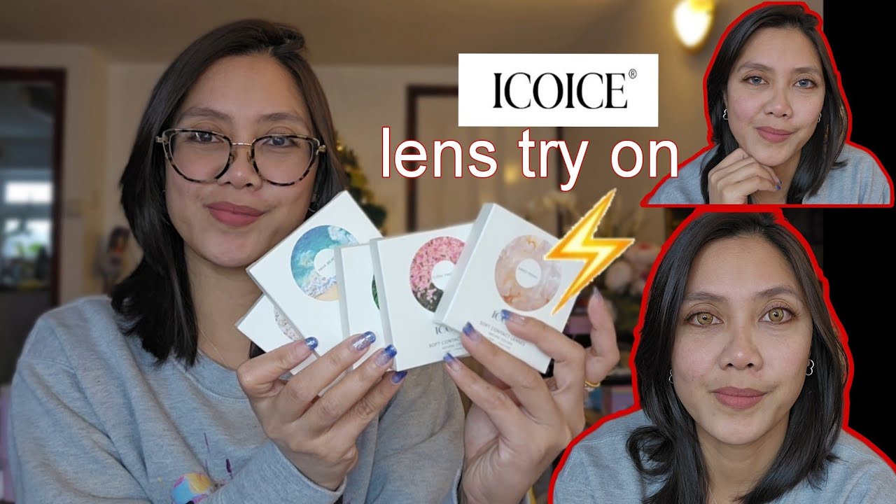 ICOICE new coloured contact lens try on for dark eyes