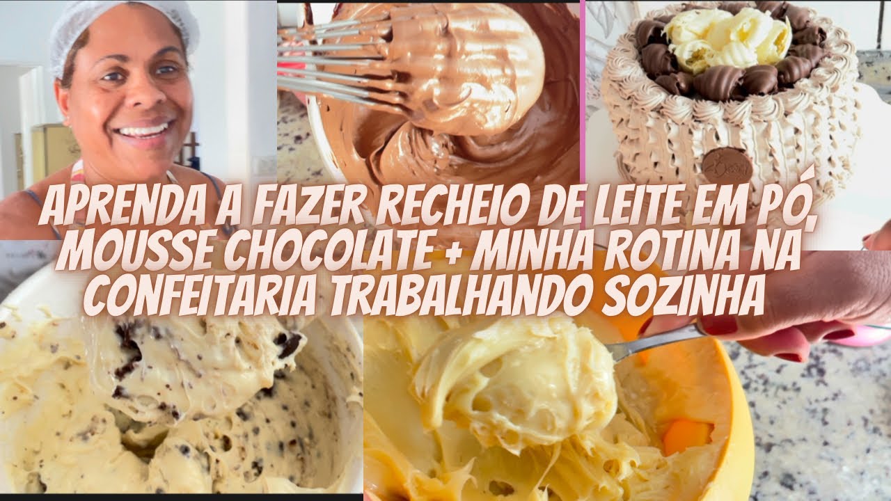 Aulão grátis rotina , receitas de recheio de leite em pó e mousse de chocolate,decoração bolo