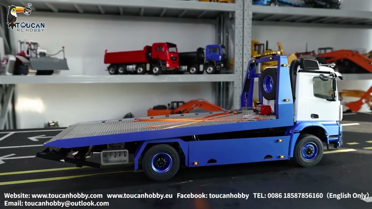 JDM-196 4*4 1/14 rc hydraulic road rescue flatbed wrecker PL18 lite controller 3 speed transmission