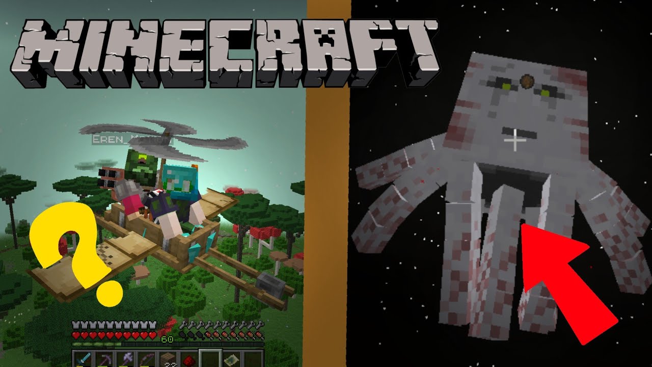 İlginç Büyük Ghast Ve Helikopter | Minecraft Modlu Survival | Bölüm 4 /ft.@ErenMotion