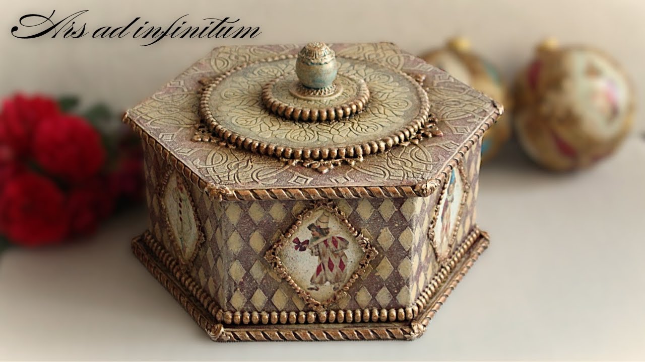DIY. Cardboard crafts. Box for Christmas decorations. / Pudełko na ozdoby świąteczne. Decoupage.