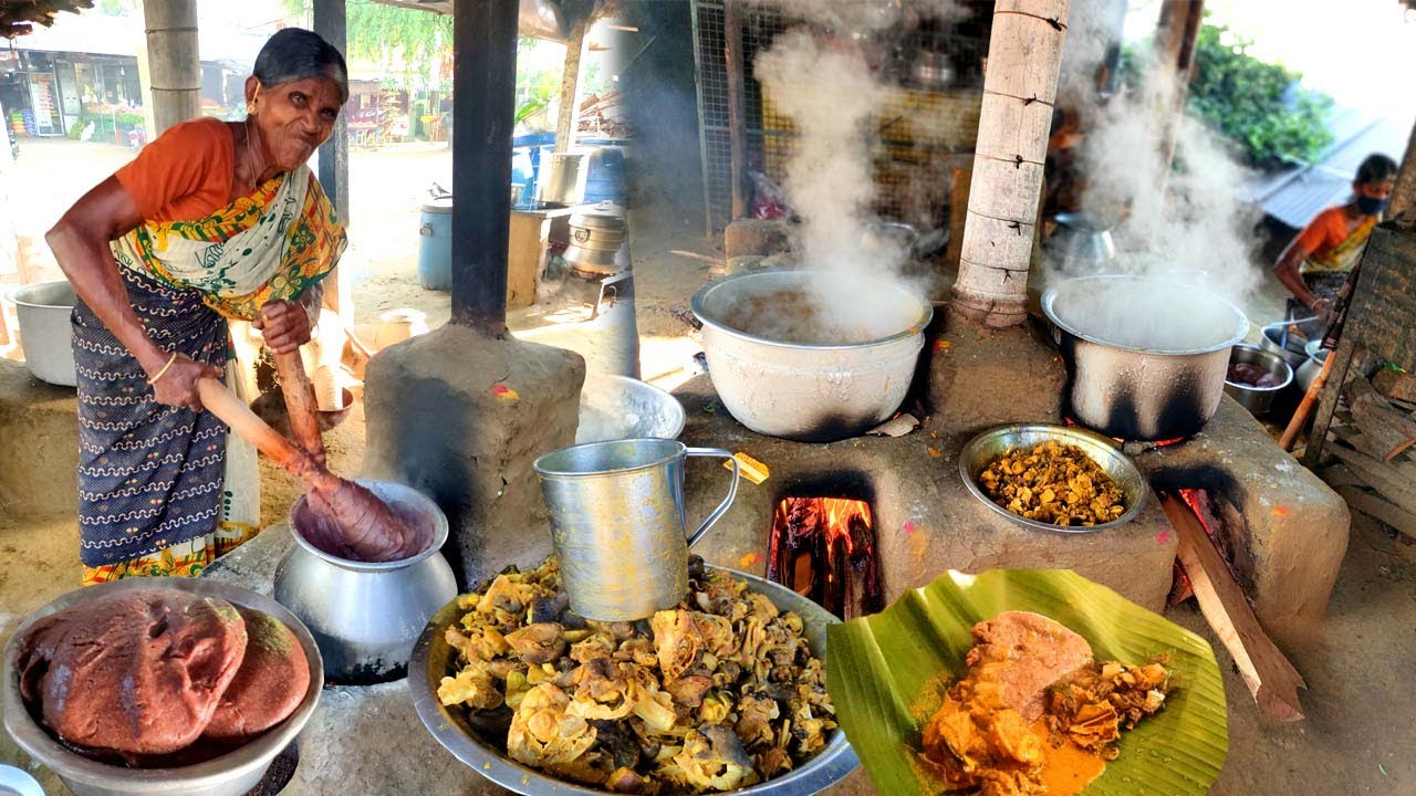 ஆவி பறக்கும் மத்து களியும்  கிராமத்து கறிக்குழம்பும் விருந்து, Gramathu Kadai - Karthiks View