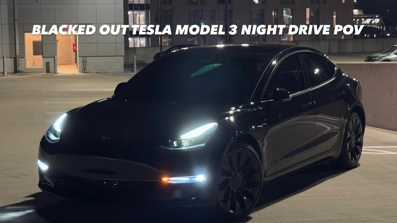 Blacked Out Tesla Model 3 Performance Night Drive POV (4K Quality)
