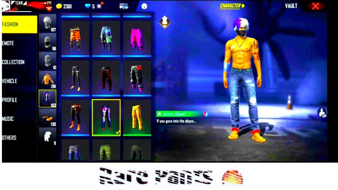 Top 5 Most Rare Pants In my I'd #rarepants #freefire #tzar #rex #rareitemfreefire