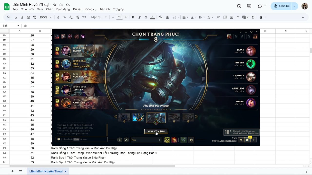 Rank Bạc 4 Thời Trang Fizz Biệt Đội Omega