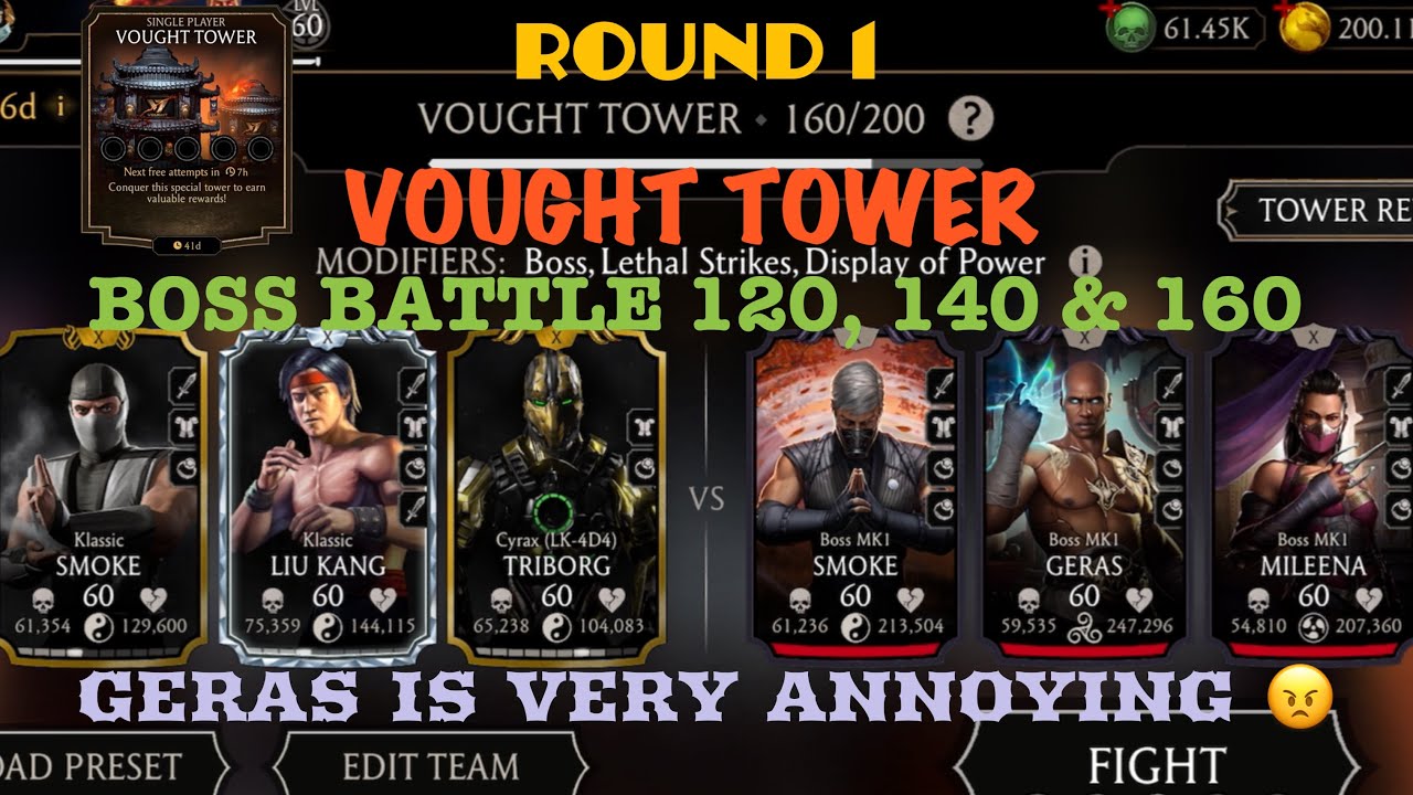 Round 1| Vought Tower Boss Battle 120, 140 & 160+ Rewards| Annoying Bosses