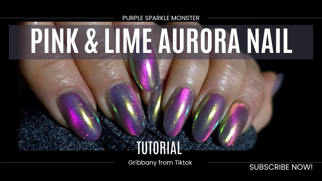 Glowing Pink and Lime Green Aurora Nail Tutorial