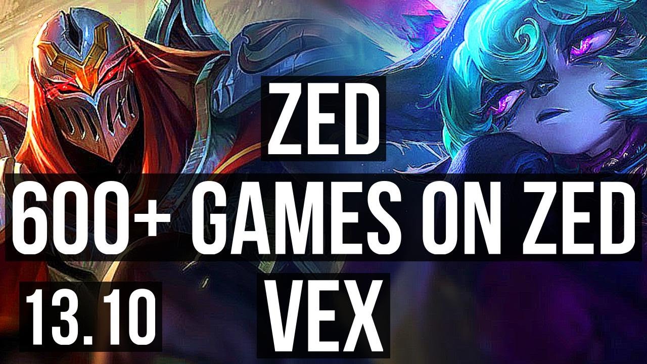 ZED vs VEX (MID) | 7 solo kills, 1.5M mastery, 600+ games, Rank 15 Zed | KR Challenger | 13.10