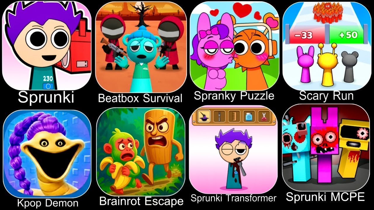 Roblox,Spranky Survival,Beat Duet,Scary Run,Spranky Transformer,Sprunky Run,Spranky Puzzle,K-Pop