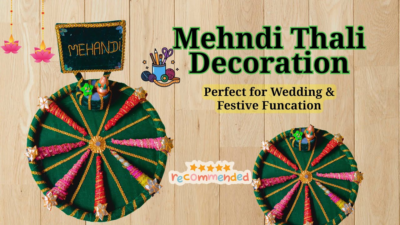 DIY Mehndi Thali Decoration 💚 | Best Out of Waste Craft Idea | Festive Mehndi Plate | Festive decor