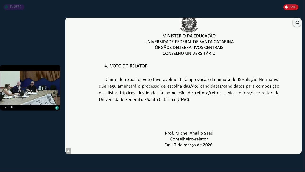 Conselho Universitário UFSC - 17/03/2026