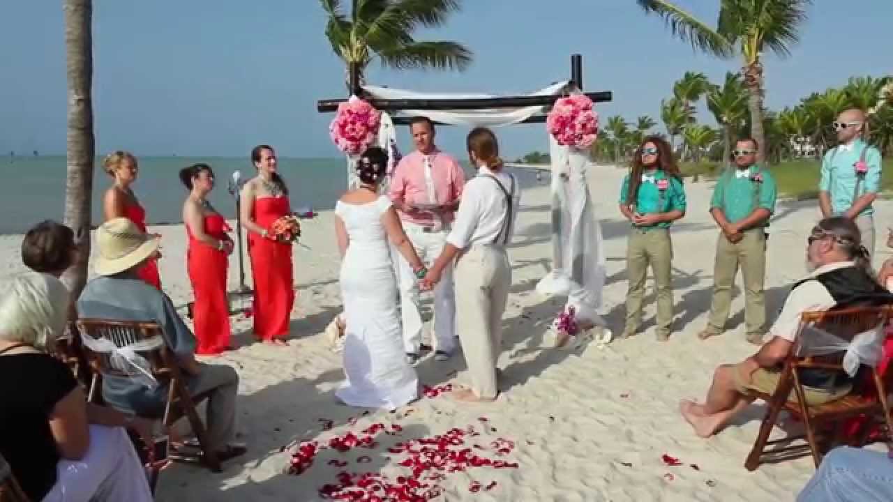 3 red dresses on the windy beach