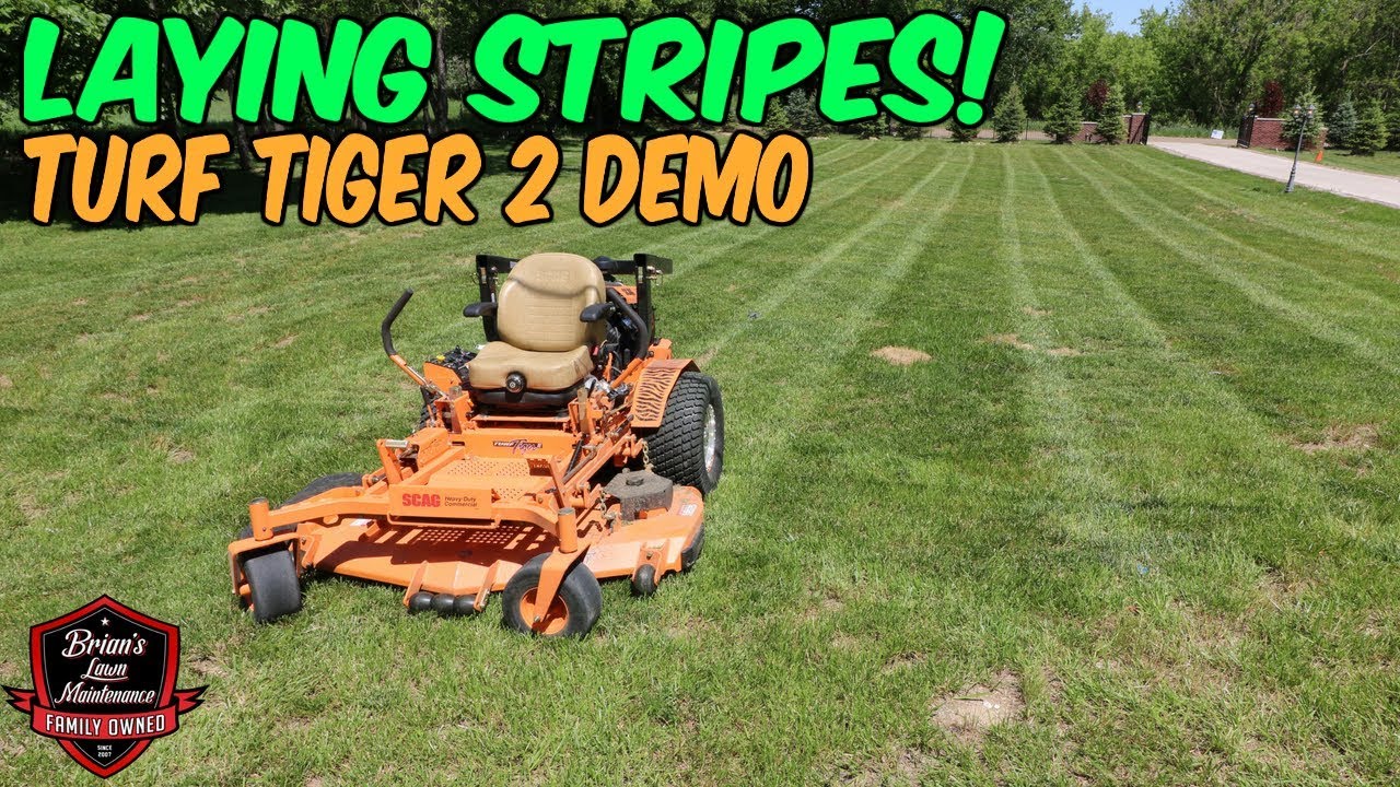 Укладка полос и стрижка травы с помощью SCAG Turf Tiger 2! Часть 2 демонстрации SCAG Turf Tiger 2.