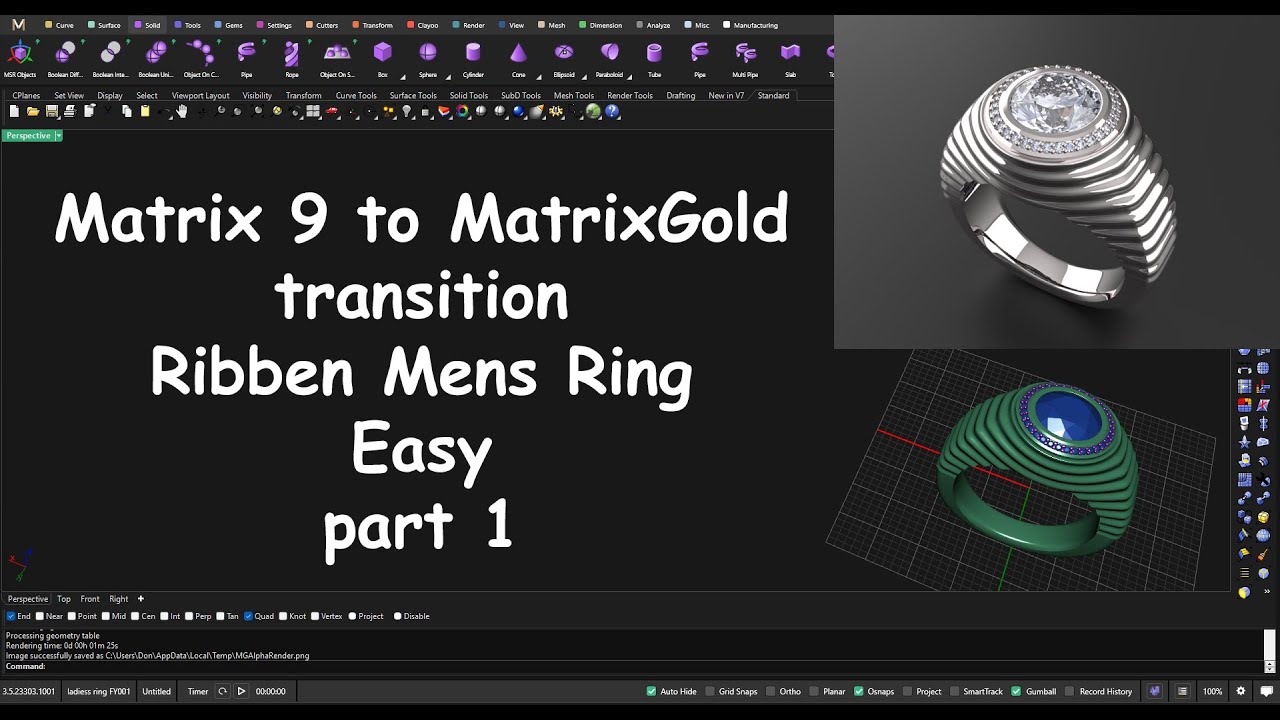 MatrixGold Ribbed Men's Ring Part 1