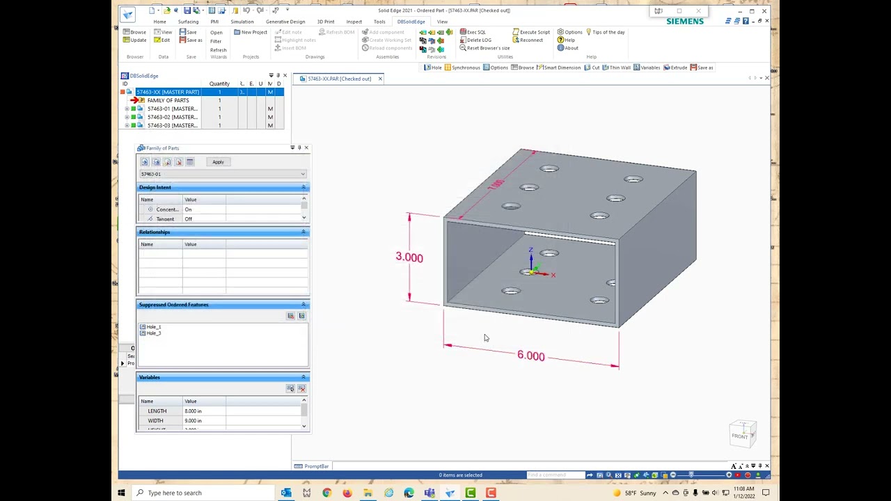 Managing Solid Edge (Family of Parts) and (Family of Assemblies) within MechWorks PDM.
