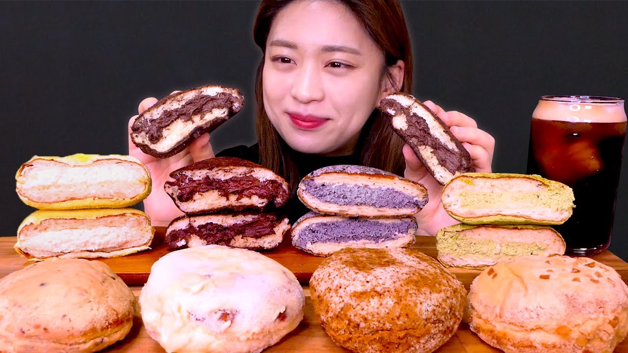 🍩Cream Donuts😍제주 아베베 베이커리 1탄✨ 쫄깃 크림빵빵 도넛 먹방❤[Chocolate,Green tea,Peanut,Yogurt,black sesame] Mukbang