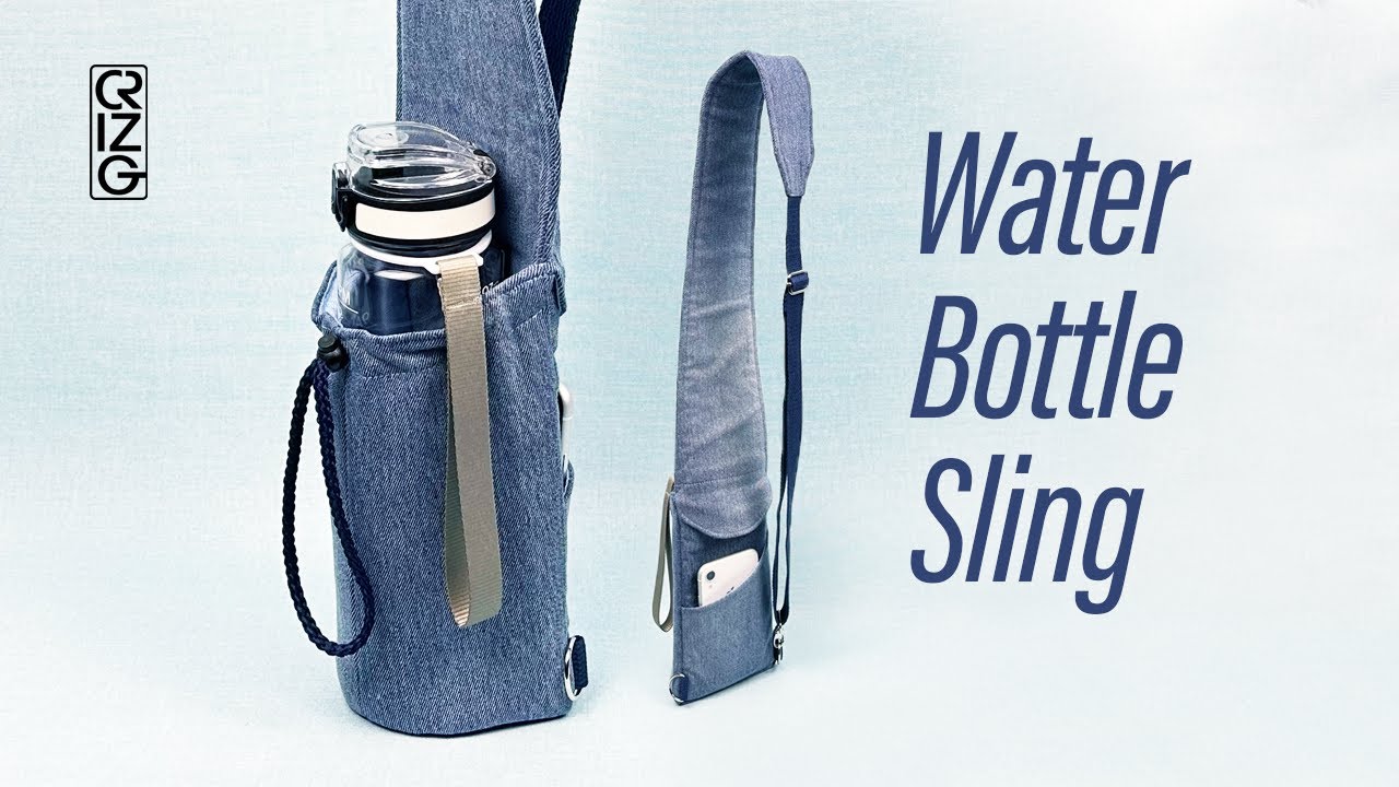 Crossbody Water Bottle Sling from recycle old jeans. DIY Tutorial.