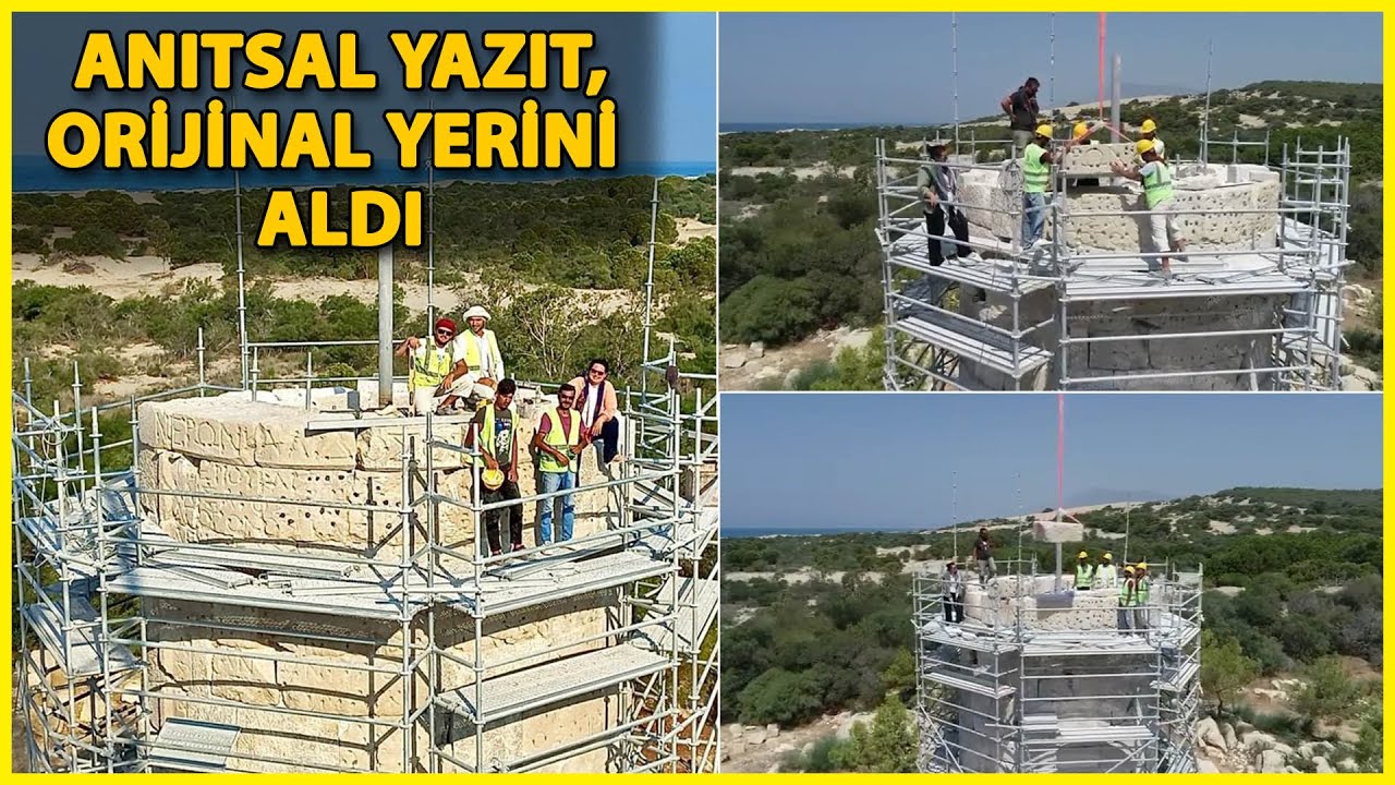 Patara Deniz Feneri Yükselirken, Anıtsal Yazıt Yerine Konuldu