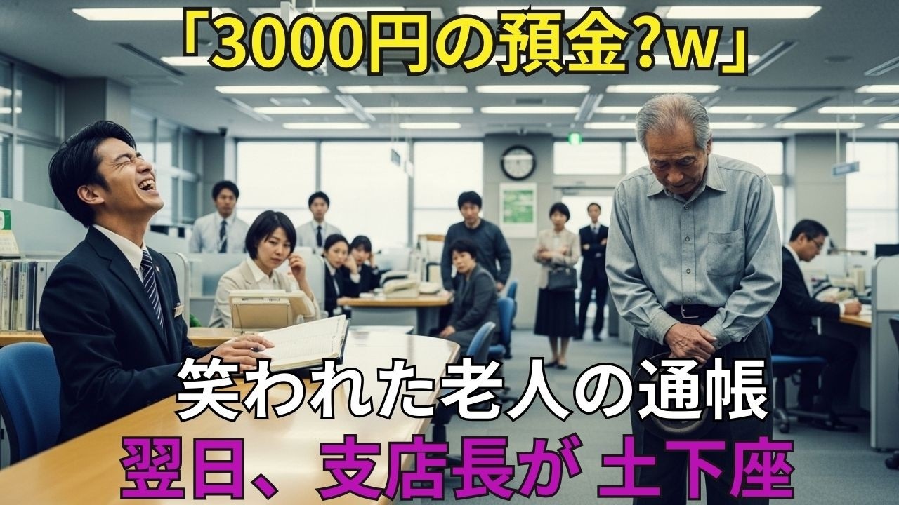 【スカッと】「3000円の預金?w」笑われた老人。翌日、支店長が土下座【シニア】