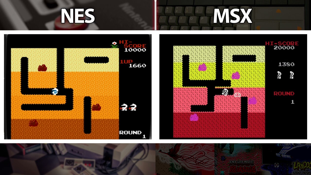 NES vs MSX | Dig-Dug | Graphics Comparisons