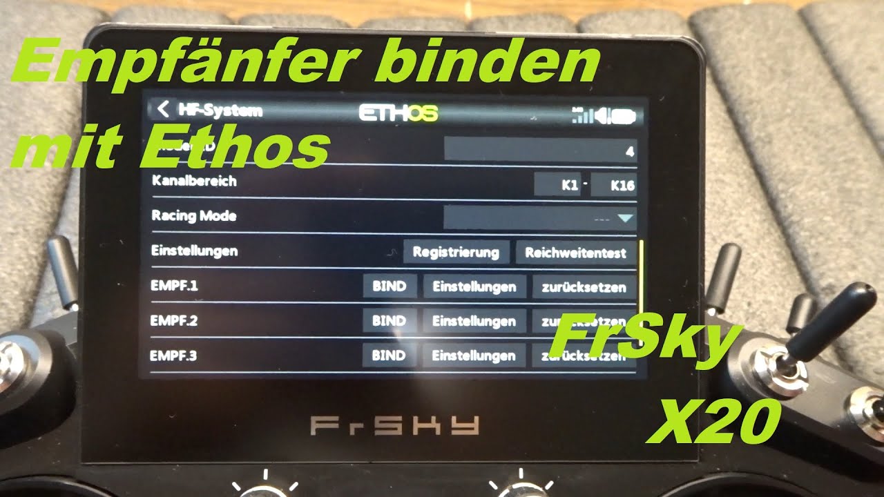 Empfänger binden unter Ethos FrSky X20