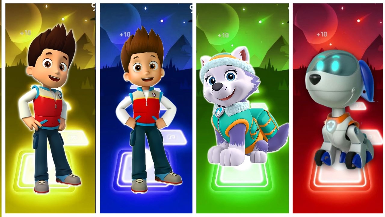 📹 PAW Patrol's Ryder 🆚 Ryder 🆚 Everest 🆚 Robodog and Friends 🎶 Tiles Hop EDM Rush #pawpatrol