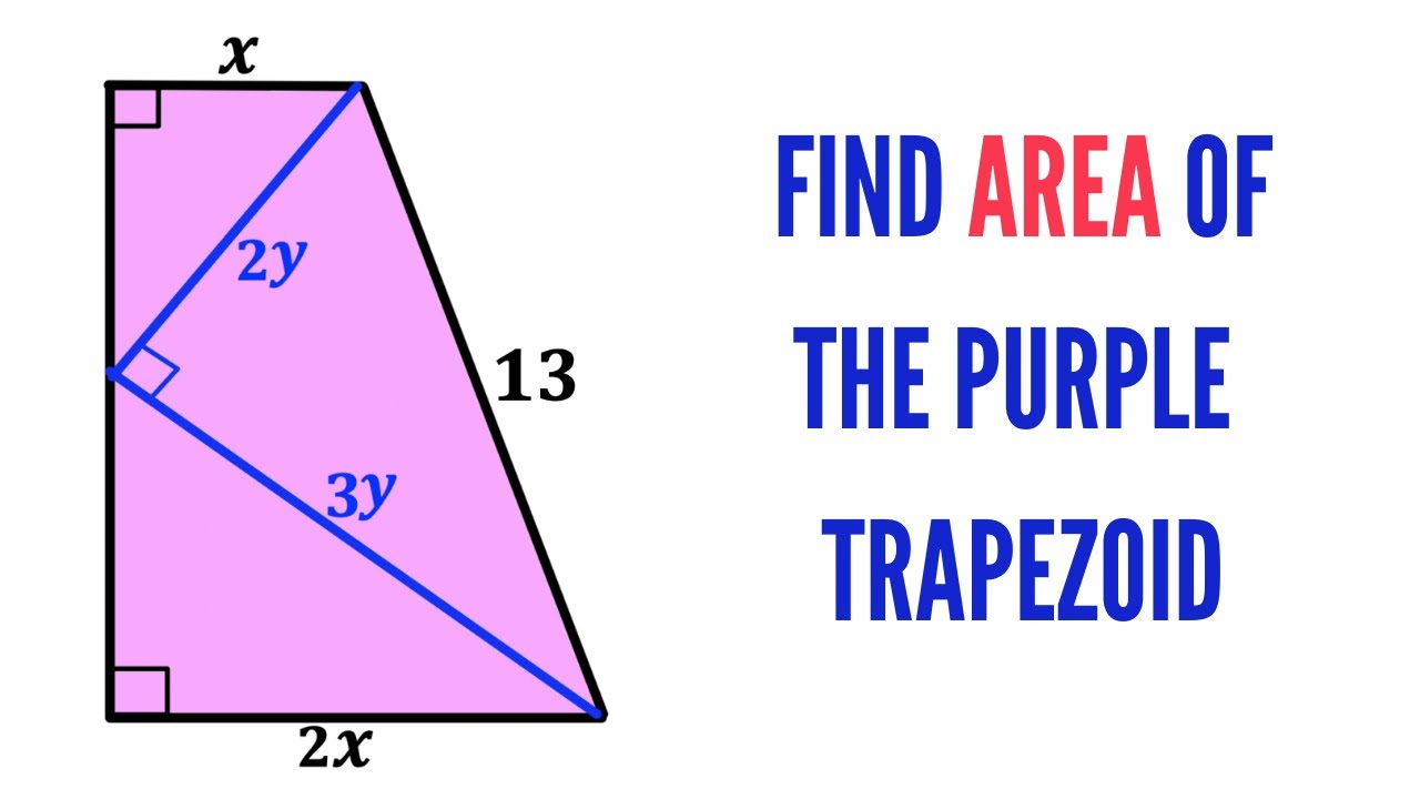 Can you find area of the Purple shaded Trapezoid? | (Right Triangles) | 