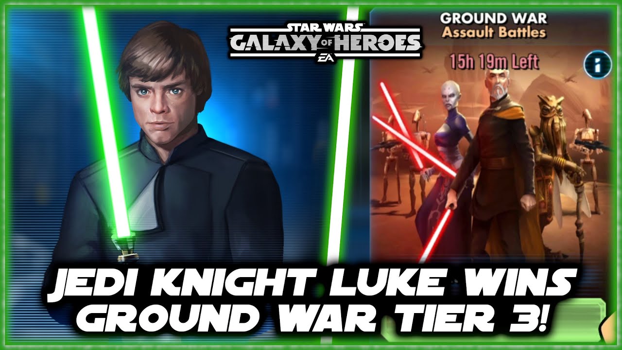 How to Conquer Tier 3 of Ground War Assault Battle with Jedi Knight Luke in Galaxy of Heroes!