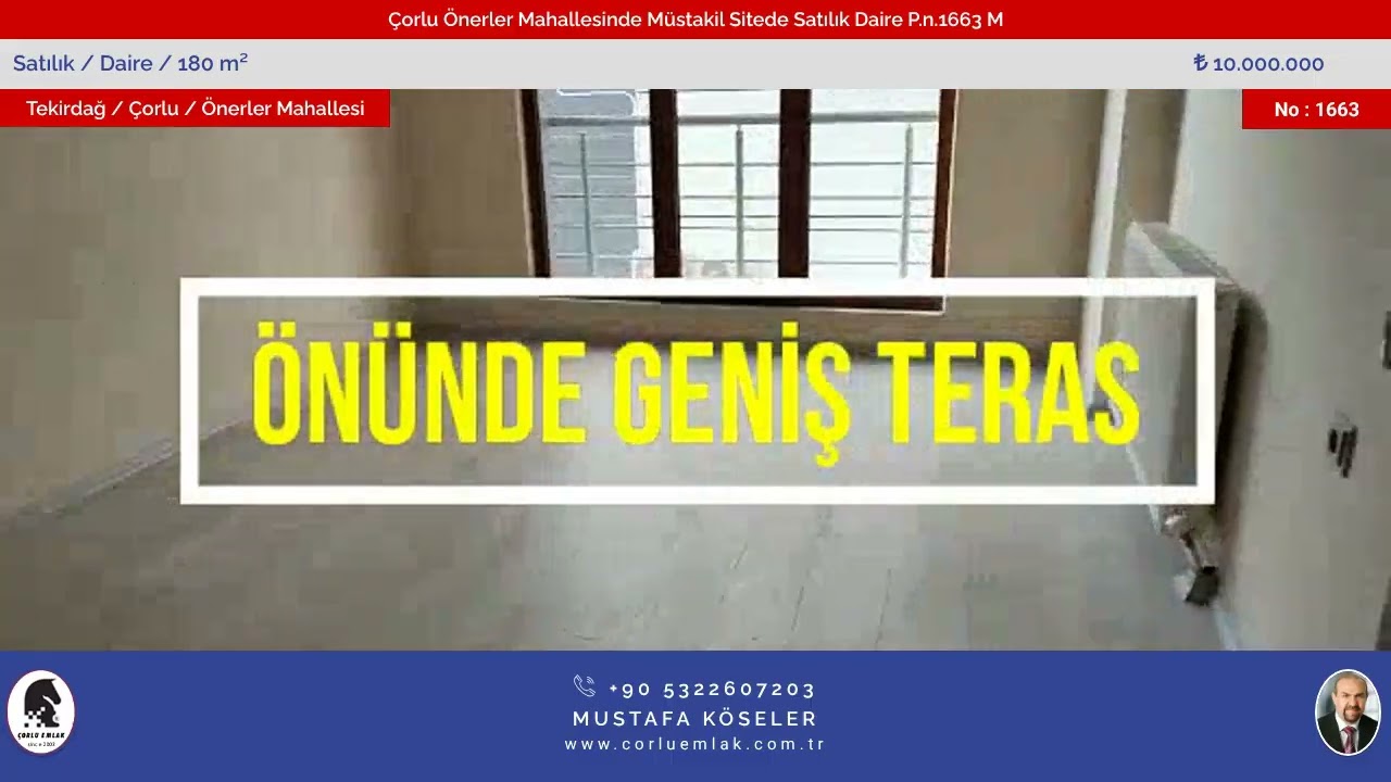 Çorlu Önerler Mahallesinde Müstakil Sitede Satılık Daire P.n.1663 M