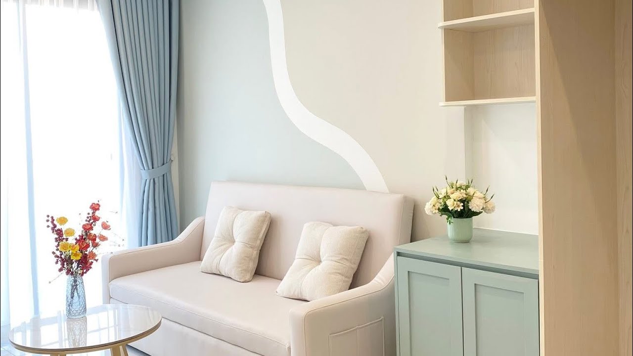 185 triệu hoàn thiện trọn gói 2PN 60 m2 Nội Thất Vinhomes Grand Park, tông màu xanh mát nhẹ nhàng 