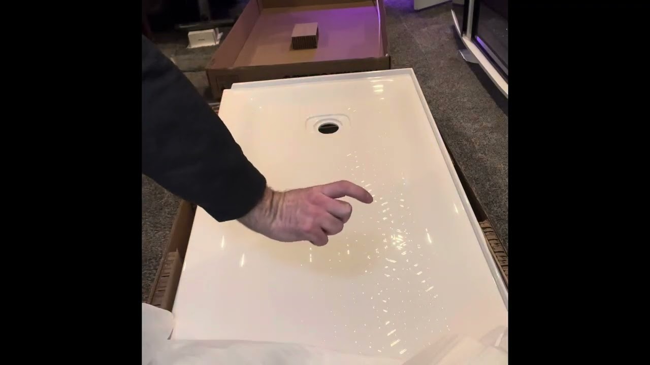 American Standard Aspirations concealed drain 60x32 left drain alcove shower pan has arrived