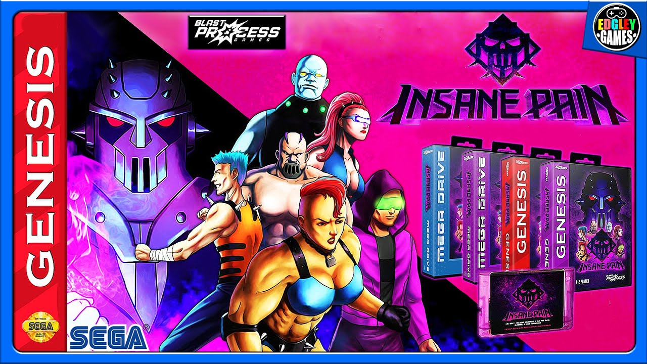 Insane Pain (2022) - New Game for Sega Genesis / Mega Drive (Blast Process Games)