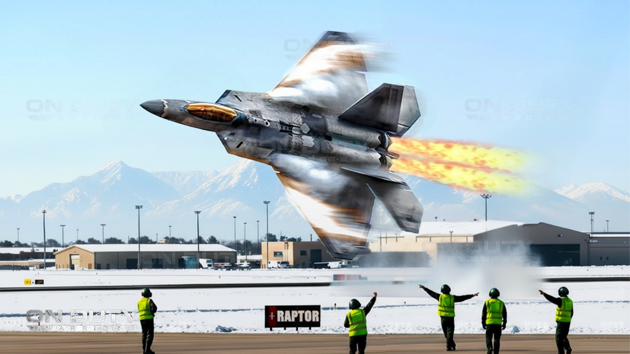 Иран в шоке! Пилот американского F-22 Raptor взлетел на высокой скорости и прибыл на Ближний Восток.