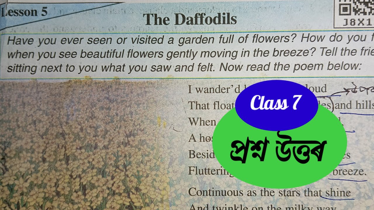 Daffodils class 7 assam | Class 7 English Lesson 5 Question Answer Assam | Class 7 English | J8X1D5