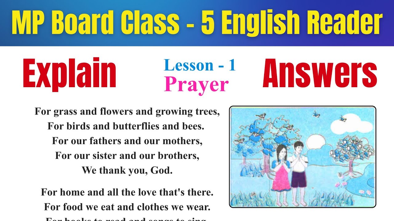 MP Board Class 5 English Lesson 1 Prayer | Full Explanation in Hindi | English Reader