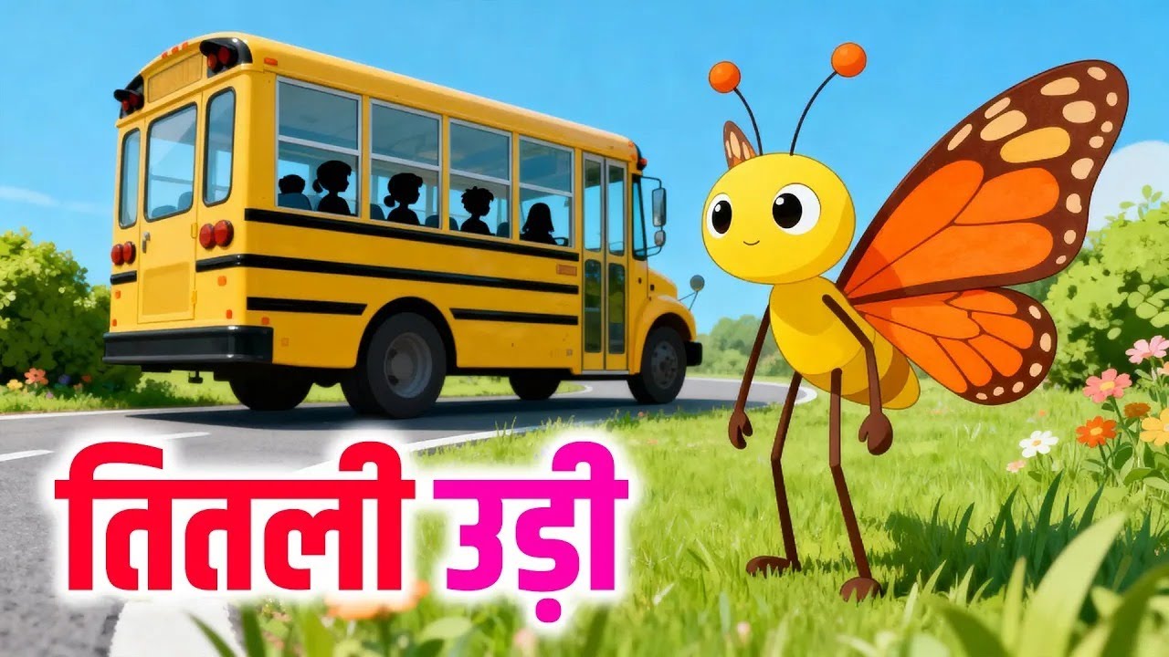 Titli Udi Bus Me Chadhi - तितली उड़ी | Hindi Rhymes For Childrens | Nursery Rhyme | Titli Udi Rhyms
