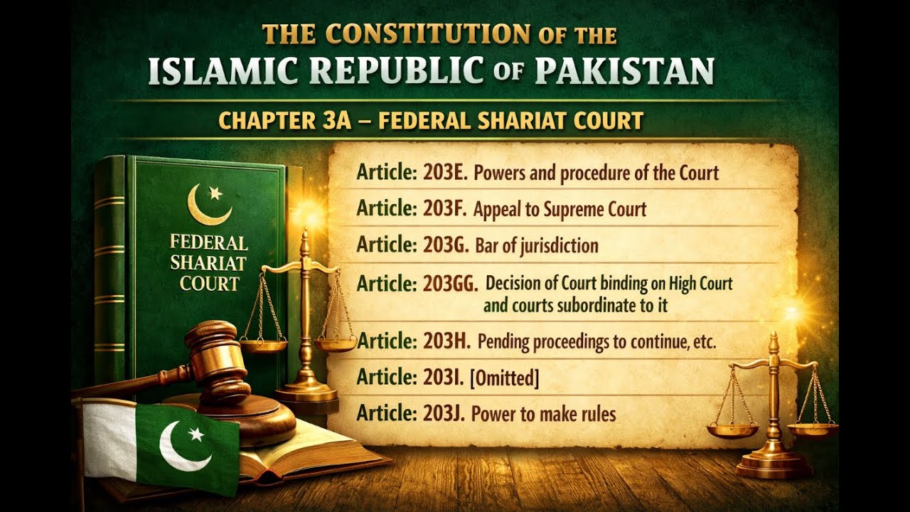 Articles 203E to 203J Explained | Federal Shariat Court | Pakistani Constitution
