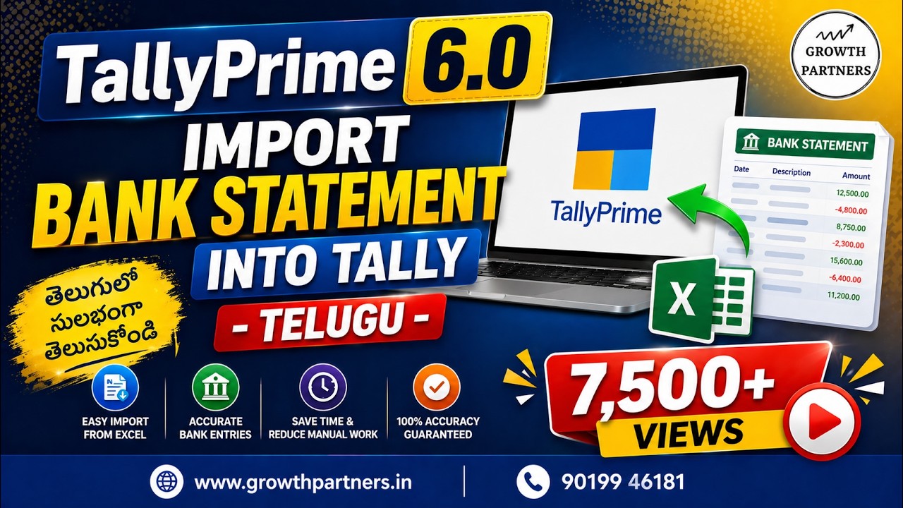 TallyPrime 6.0 - Import Bank Statement into Tally - Telugu