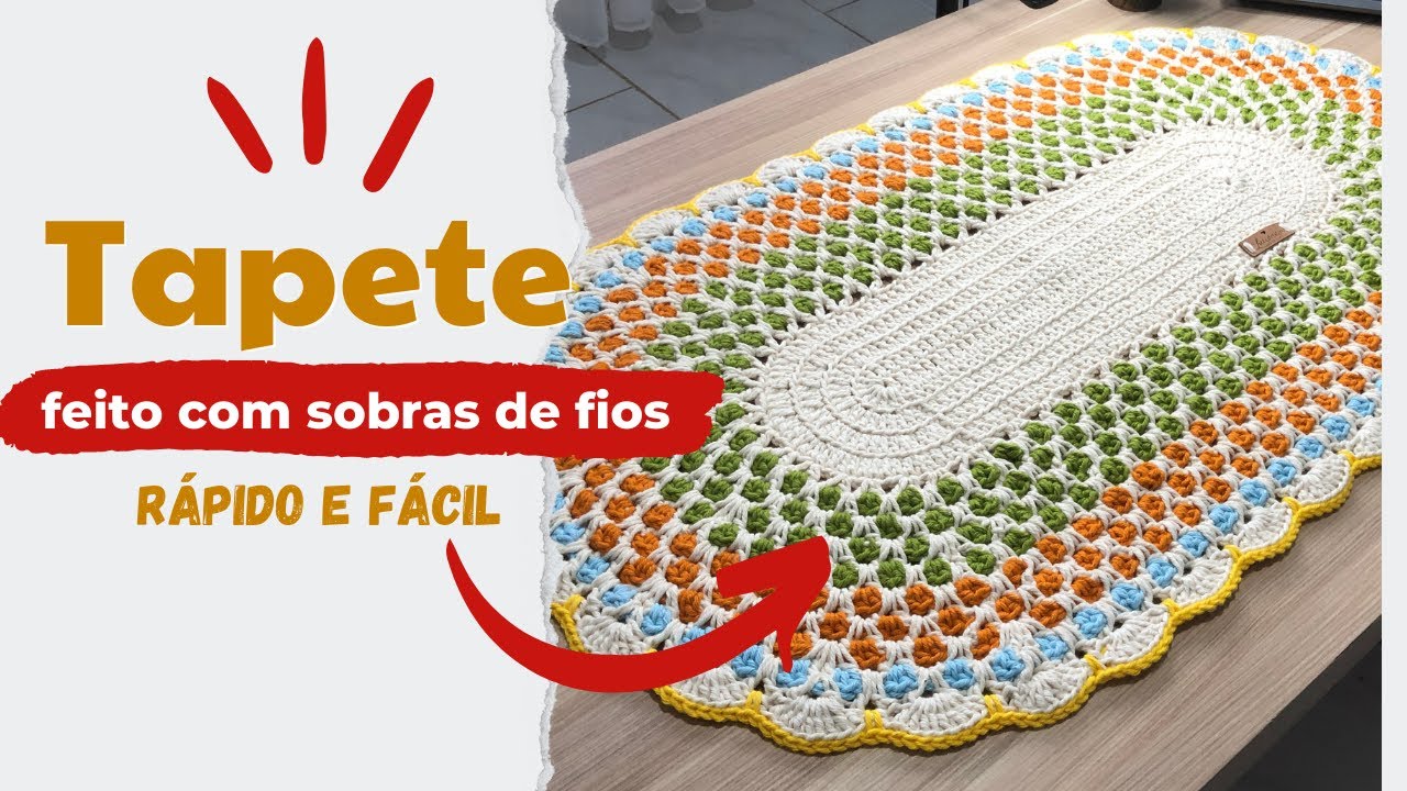 Tapete Fácil em crochê com sobras de fio