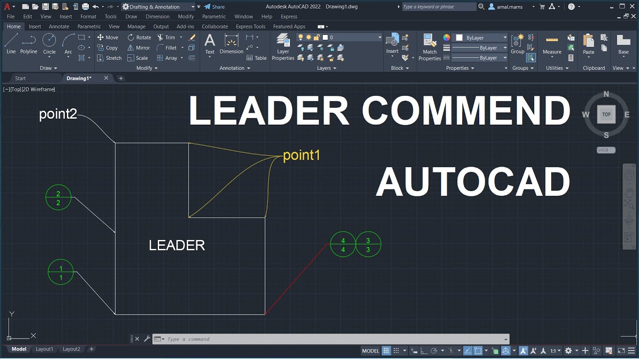 للمبتدئين رسم سهم فى الأتوكاد مع كتابة نص | LEADER COMMEND AUTOCAD