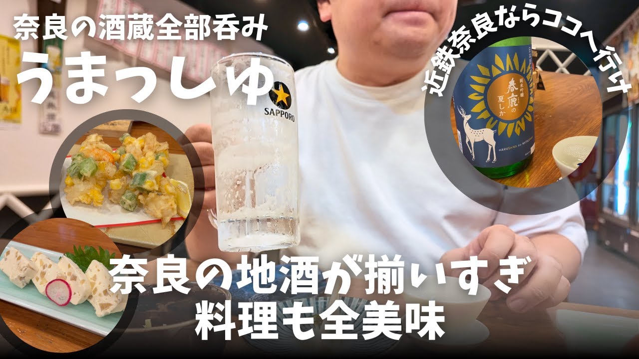 近鉄奈良の「うまっしゅ」で呑む！奈良の地酒が豊富だったので久しぶりの日本酒！【奈良旅行】【NARA Travel Vlog】