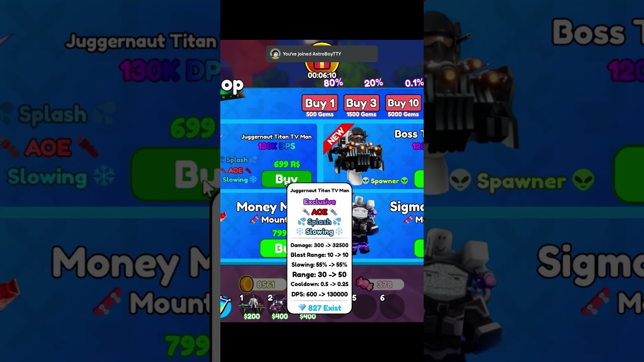 How Lucky am I? Shiny Juggernaut Titan TV Man Toilet TTD #shorts #toilettowerdefence #ttd