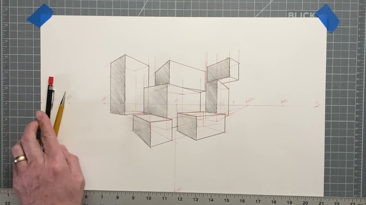 Perspective using multiple vanishing points.