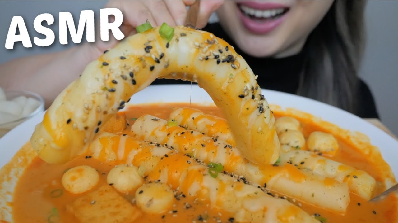 ASMR Giant Rice Cake in Spicy Cheese Stew with Fish Balls *NO Talking Eating Sounds | N.E Let's Eat